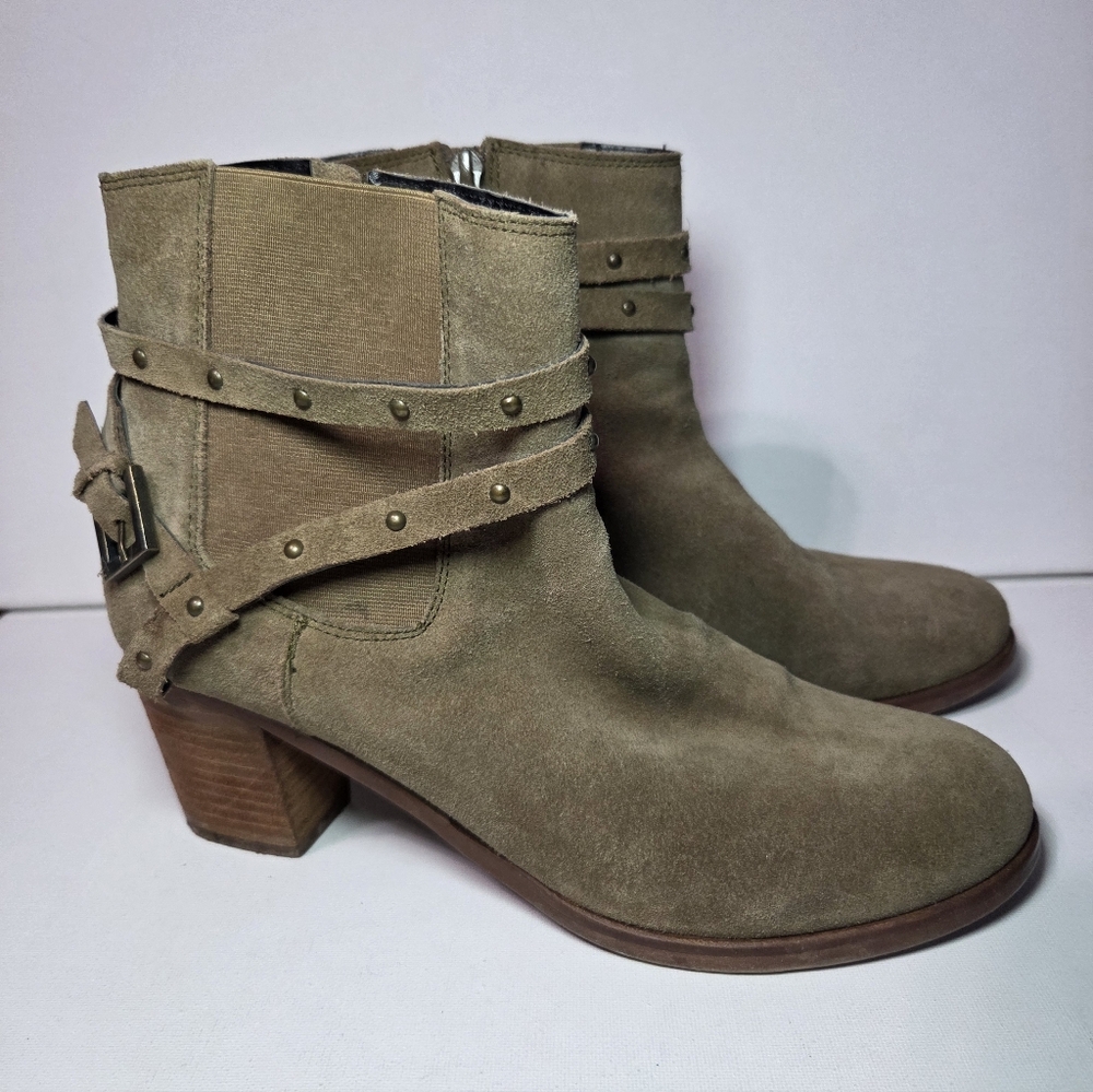 Matisse Camryn Suede Studded Harness Tan Ankle Boots Women's Size 9 - Picture 2 of 12